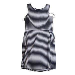 Jessica City Dress White Black Stripes Stretch Sleeveless Size L